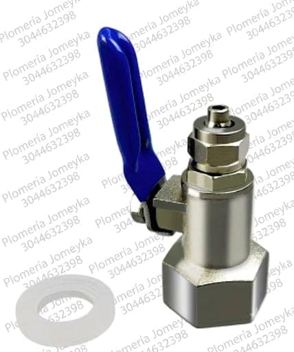Llave para filtro de agua 1/2 a 1/4 acero hembra manija azul