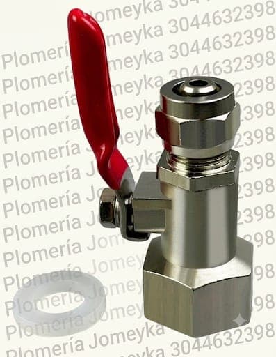 Llave para filtro de agua 1/2 a 1/4 acero hembra manija roja